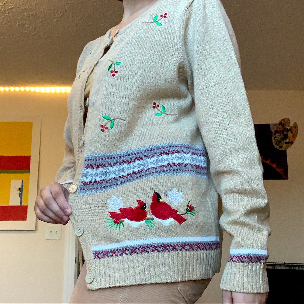 Tan holiday cardigan